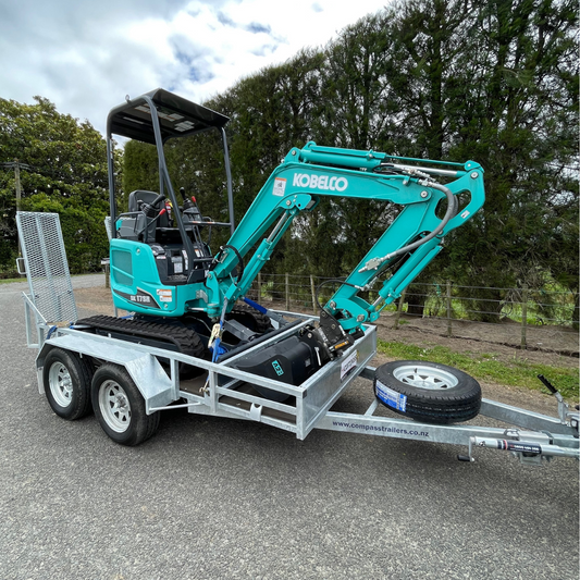 Kobelco 1.7 Tonne Mini Excavator + Trailer, Tilt Hitch and Buckets